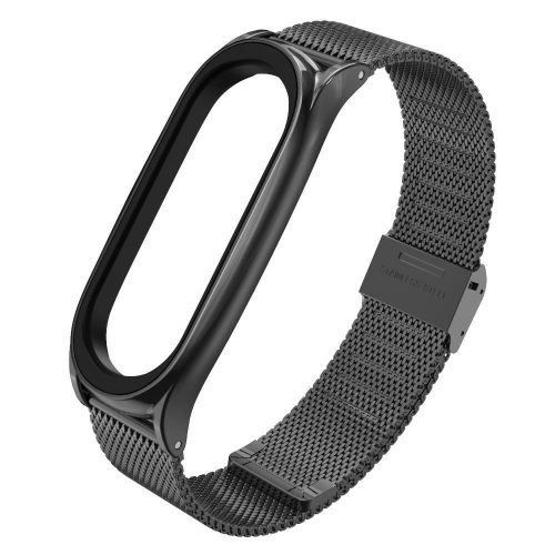 Xiaomi Mi Smart Band 7, fém pótszíj, milánói stílus, TP MilaneseBand, fekete