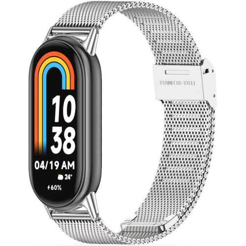 Xiaomi Mi Smart Band 8, fém pótszíj, milánói stílus, TP MilaneseBand, ezüst