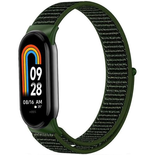 Xiaomi Mi Smart Band 8 / 9, textíl pótszíj, nylon, állítható, légáteresztő, TP Nylon, sötétzöld