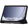 Samsung Galaxy Tab A9 Plus (11.0) SM-X210 / X215 / X216B, mappa tok, közepesen ütésálló, érintőceruza tartó, érintőceruza nélkül, átlátszó hátlap, Trifold, TP SC Pen Holder Hybrid, fekete