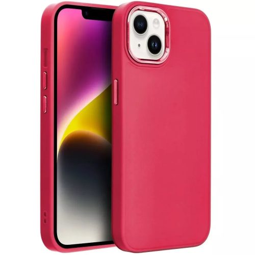 Samsung Galaxy A35 5G SM-A356B, Szilikon tok, közepesen ütésálló, fémhatású kamera keret, Frame Case, magenta