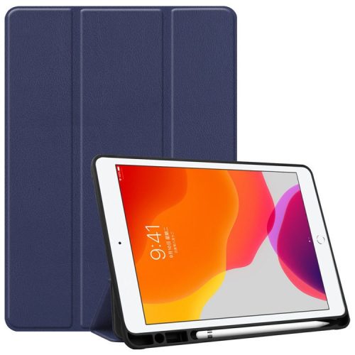 Samsung Galaxy Tab S9 FE (10.9) SM-X510 / X516B, mappa tok, érintőceruza tartó, érintőceruza nélkül, Trifold, Wooze Trifold Pencil Holder, sötétkék