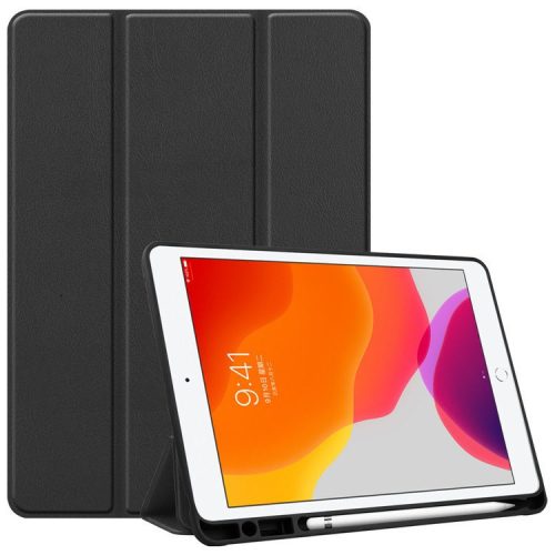 Samsung Galaxy Tab S6 Lite 10.4 (2020 / 2022 / 2024) SM-P610 / P615 / P613 / P619 / P620 / P625, mappa tok, érintőceruza tartó, érintőceruza nélkül, Trifold, Wooze Trifold Pencil Holder, fekete