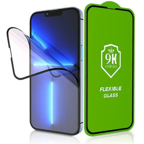 Samsung Galaxy S25 Plus SM-S936, Kijelzővédő fólia, ütésálló fólia, Tempered Glass (edzett üveg), 5D, Full Glue, Nano Flexi Glass, fekete