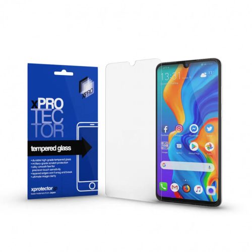 Huawei P30 Lite, Kijelzővédő fólia, ütésálló fólia (az íves részre NEM hajlik rá!), Tempered Glass (edzett üveg), 0.33, Xprotector, Clear